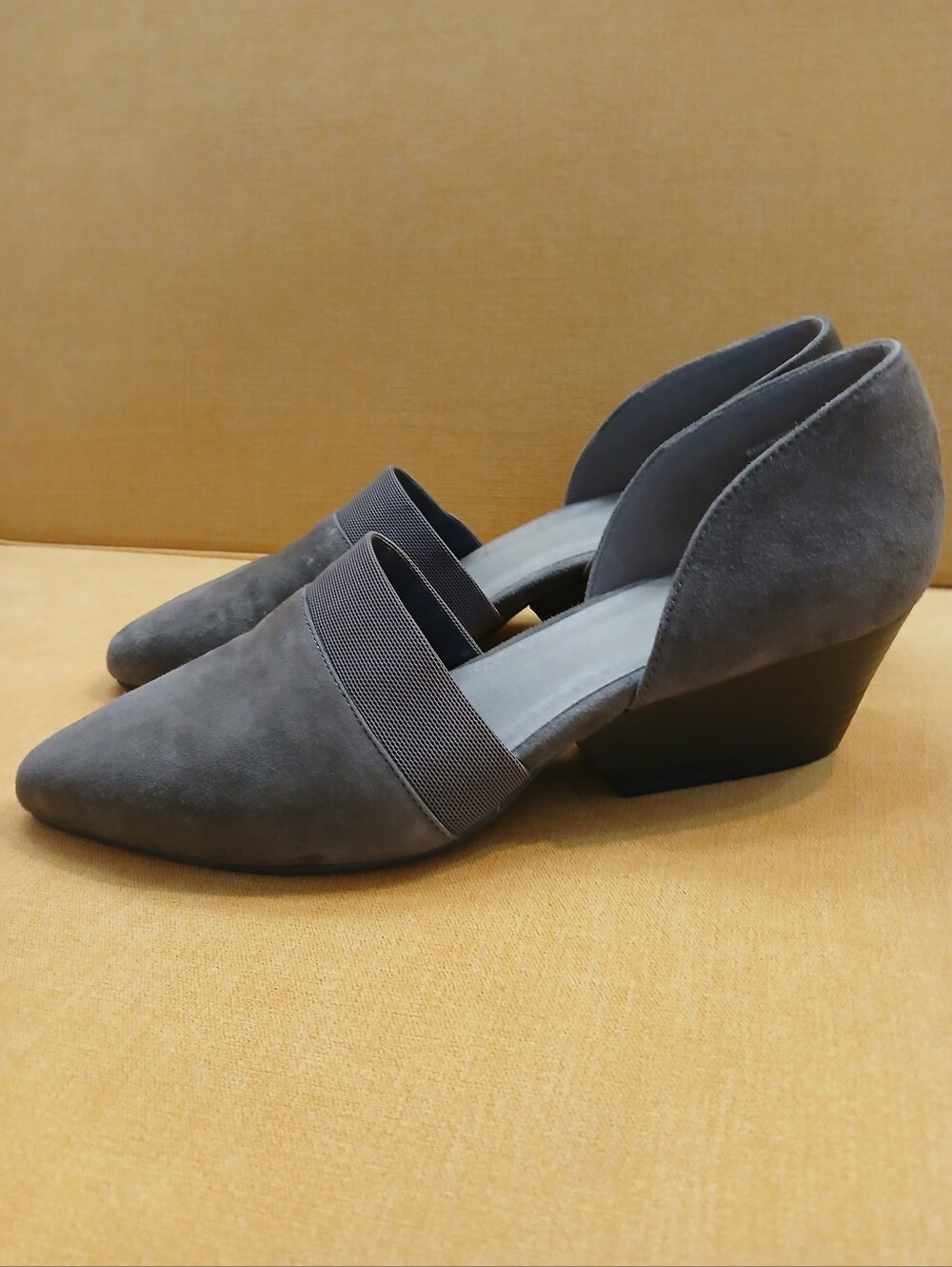 Eileen Fisher Hilly D'orsay Wedge Pump Women's Gray Suede Slip-On Heels Size 9.5